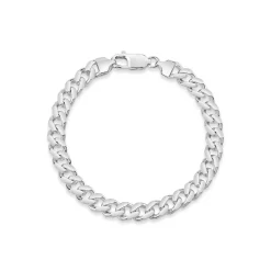 Sterling Silver Square Curbed Men's Bracelet