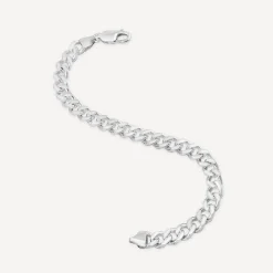 Sterling Silver Square Curbed Men's Bracelet