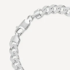Sterling Silver Square Curbed Men's Bracelet