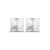 Sterling Silver Square Shaped Hammered & Brushed Finish Stud Earrings