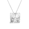 Sterling Silver Square Shaped Hammered & Brushed Finish Pendant