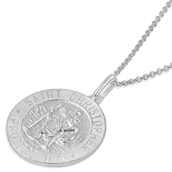 Sterling Silver St Christopher Medal (Chain Included)