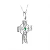 Sterling Silver Synthetic Emerald Cross Pendant