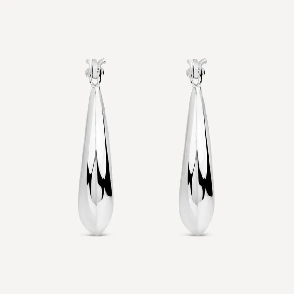 Sterling Silver Tapered Hoop Earrings