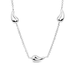 Sterling Silver Teardrop Station Necklet