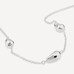 Sterling Silver Teardrop Station Necklet