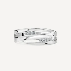 Sterling Silver Three Strands Cubic Zirconia Ring