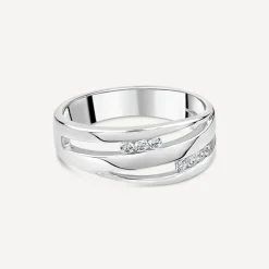 Sterling Silver Three Strands Cubic Zirconia Ring