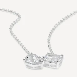 Sterling Silver 'Toi Et Moi' Cubic Zirconia Hammock Necklet