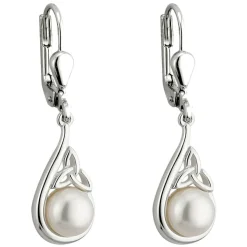 Sterling Silver Trinity Knot Pearl Earrings