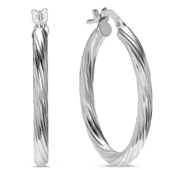 Sterling Silver Twisted Hoop 20mm Earrings