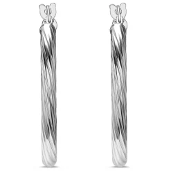 Sterling Silver Twisted Hoop 20mm Earrings