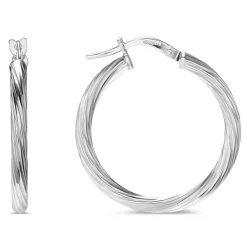 Sterling Silver Twisted Hoop 20mm Earrings