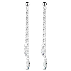 Sterling Silver Two-Strand Crystal Drop Earrings