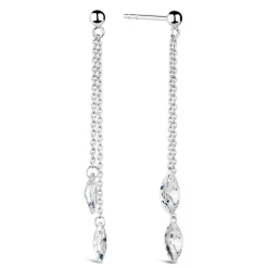 Sterling Silver Two-Strand Crystal Drop Earrings