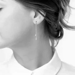 Sterling Silver Two-Strand Crystal Drop Earrings