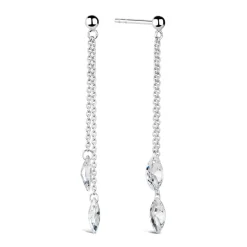 Sterling Silver Two-Strand Crystal Drop Earrings