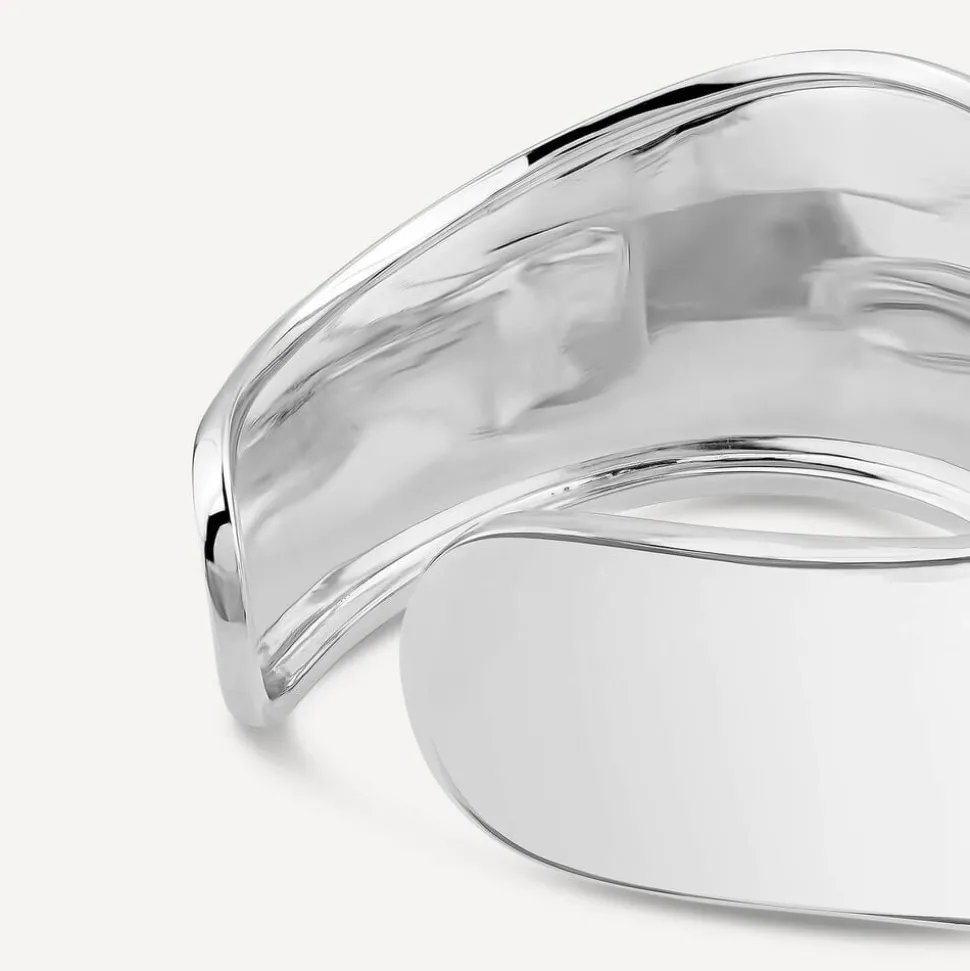 Sterling Silver Wide Polished Cuff Bangle