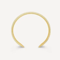 Sterling Silver Yellow Gold Plated Diamond Cut Bangle