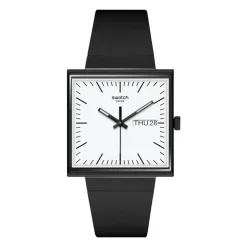 Swatch Bioceramic What if&hellip;Black? Square Dial Black Strap Watch
