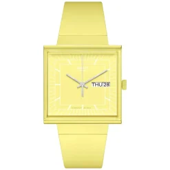 Swatch Bioceramic What If...Lemon? Square Dial Yellow Strap Watch