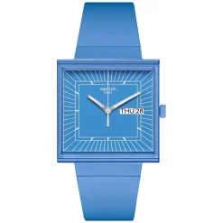 Swatch Bioceramic What If...Sky? Square Dial Blue Strap Watch