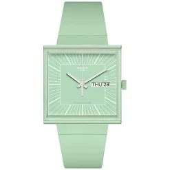 Swatch Bioceramic What If...Mint? Square Dial Green Strap Watch