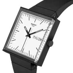 Swatch Bioceramic What if&hellip;Black? Square Dial Black Strap Watch