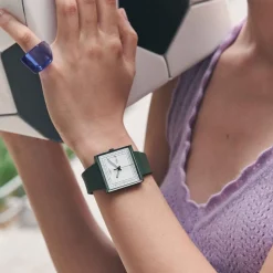 Swatch Bioceramic What if&hellip;Green? Square Dial Green Strap Watch