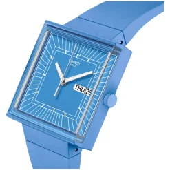 Swatch Bioceramic What If...Sky? Square Dial Blue Strap Watch