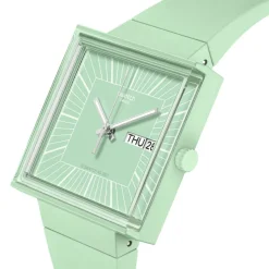 Swatch Bioceramic What If...Mint? Square Dial Green Strap Watch
