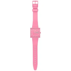 Swatch Bioceramic What If...Rose? Square Dial Pink Strap Watch