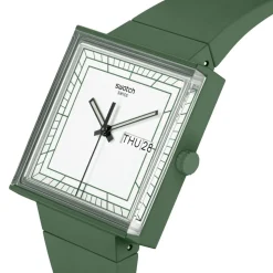 Swatch Bioceramic What if&hellip;Green? Square Dial Green Strap Watch