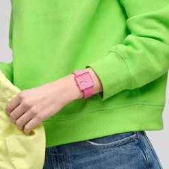 Swatch Bioceramic What If...Rose? Square Dial Pink Strap Watch