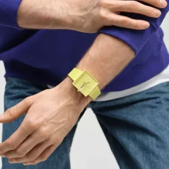 Swatch Bioceramic What If...Lemon? Square Dial Yellow Strap Watch