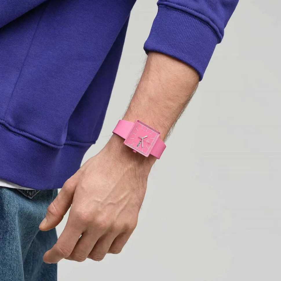 Swatch Bioceramic What If...Rose? Square Dial Pink Strap Watch