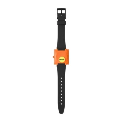Swatch Break Time 41.8mm Square Multi Colour Dial Black Silicone Strap Watch