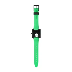 Swatch Break Time 41.8mm Square Multi Colour Dial Green Silicone Strap Watch