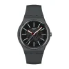 Swatch Coblestone Street 41mm Black Dial Silicone Strap Watch