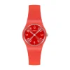 Swatch Notes Of Coral 25mm Red Dial Silicone Strap Watch