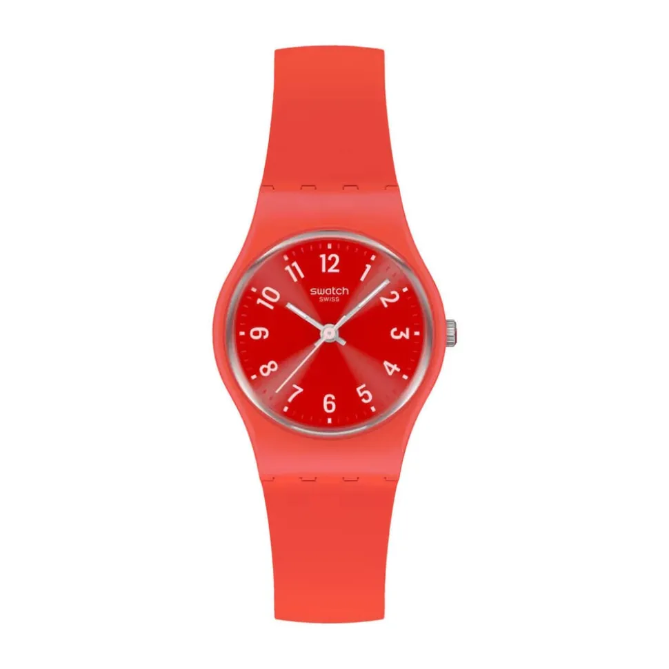 Swatch Notes Of Coral 25mm Red Dial Silicone Strap Watch