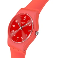 Swatch Notes Of Coral 25mm Red Dial Silicone Strap Watch