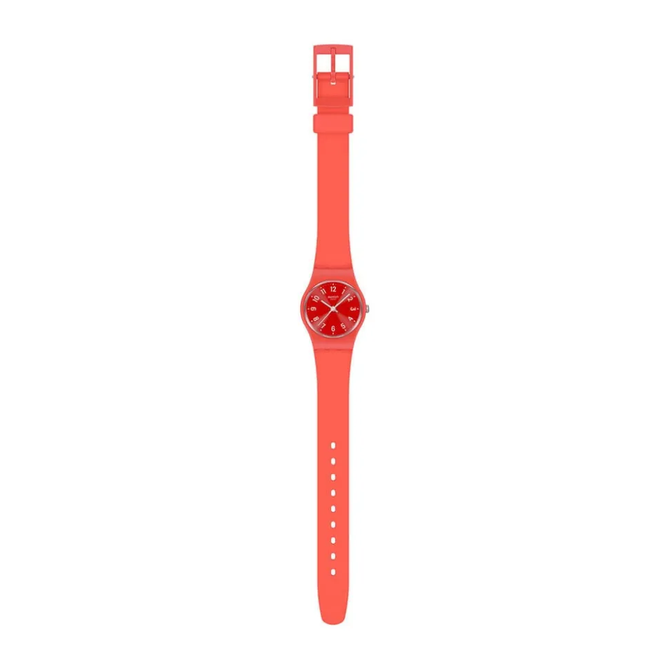 Swatch Notes Of Coral 25mm Red Dial Silicone Strap Watch