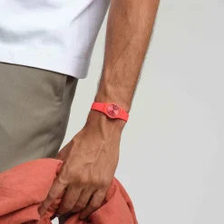 Swatch Notes Of Coral 25mm Red Dial Silicone Strap Watch
