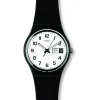 Swatch Once Again 34mm White Dial Black Strap Watch