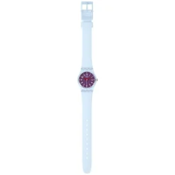 Swatch Powder Plum 25mm Purple Dial Blue Strap Watch