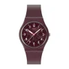 Swatch Thru The Crown Glass 34mm Burgundy Dial Silicone Strap Watch
