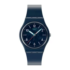 Swatch Time To Teal 34mm Blue Dial Silicone Strap Watch