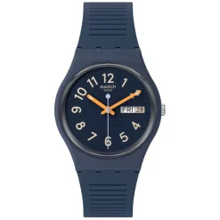Swatch Trendy Lines at Night 34mm Dark Blue Dial Strap Watch