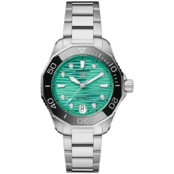 TAG Heuer Aquaracer Professional 300 Date 36mm Turqoise Dial Diamond Dots Rubber Strap Watch